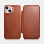 iCarer AKI 14220705 iPhone 14 Curved Genuine Leather MAGSAFE Brown