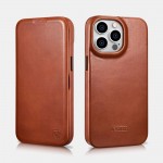 iCarer AKI 14220706 iPhone 14 Pro Curved Genuine Leather MAGSAFE Brown