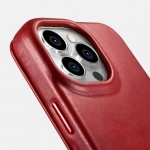 iCarer AKI 14220706 iPhone 14 Pro Curved Genuine Leather MAGSAFE Red