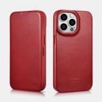 iCarer AKI 14220706 iPhone 14 Pro Curved Genuine Leather MAGSAFE Red