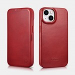 iCarer AKI 14220707 iPhone 14 Plus Curved Genuine Leather MAGSAFE Red