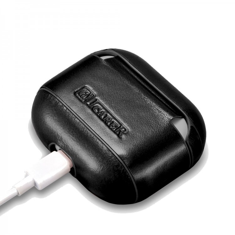 iCarer WMAP24100 AirPods 4 Vintage Leather Case Classic Black