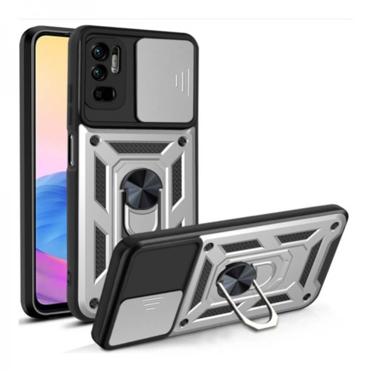 Bodycell Armor Slide Cover Case Xiaomi Note 10 5G/Note 10T Silver