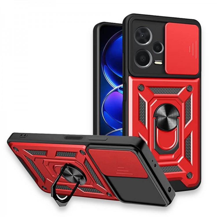 Bodycell Armor Slide Cover Case Xiaomi Note 12 Pro Plus 5G Red