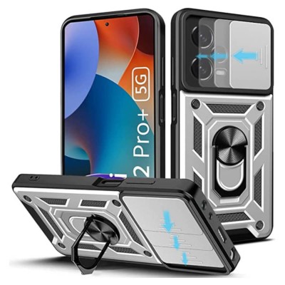 Bodycell Armor Slide Cover Case Xiaomi Note 12 Pro Plus 5G Silver
