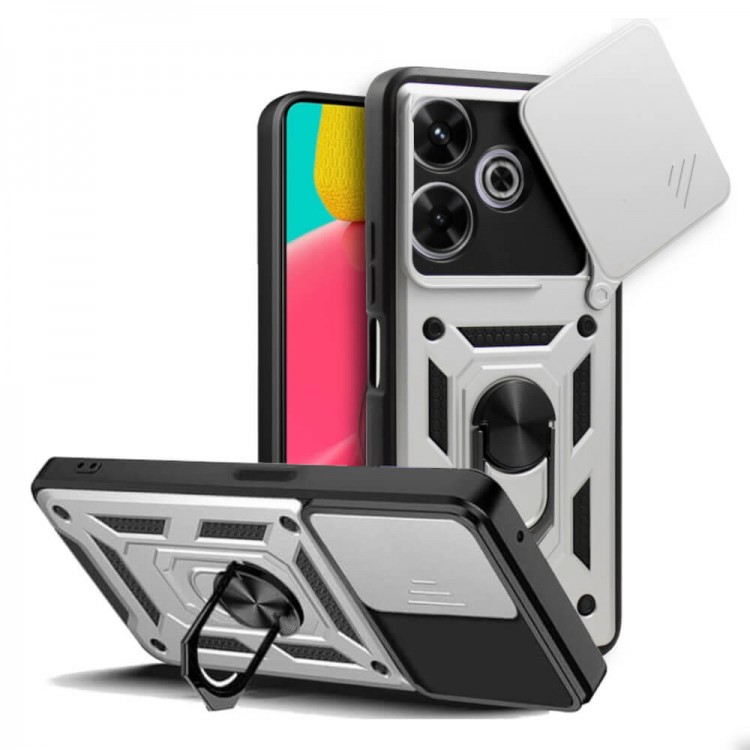 Bodycell Armor Slide Cover Case Xiaomi Poco M6 4G/M6 Plus 5G/Redmi 13 Silver