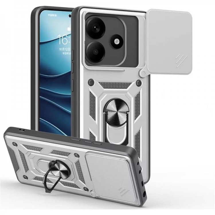 Bodycell Armor Slide Cover Case Xiaomi Note 14 4G Silver