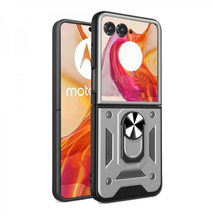 Bodycell Armor Slide Cover Case Motorola RAZR 60/60 Ultra Silver