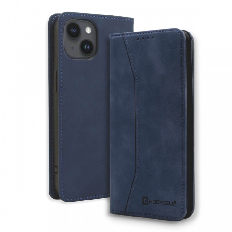 Bodycell Book Case Pu Leather iPhone 15 Plus Blue
