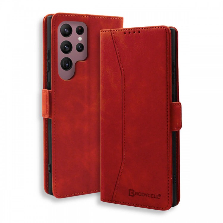 Bodycell Book Case Pu Leather Samsung S24 Ultra Red