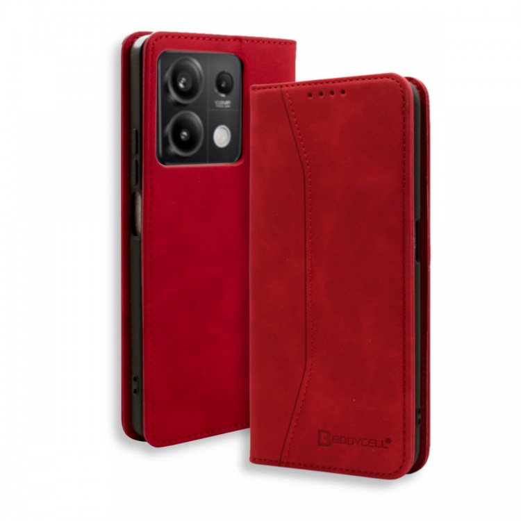 Bodycell Book Case Pu Leather Xiaomi Note 13 5G Red