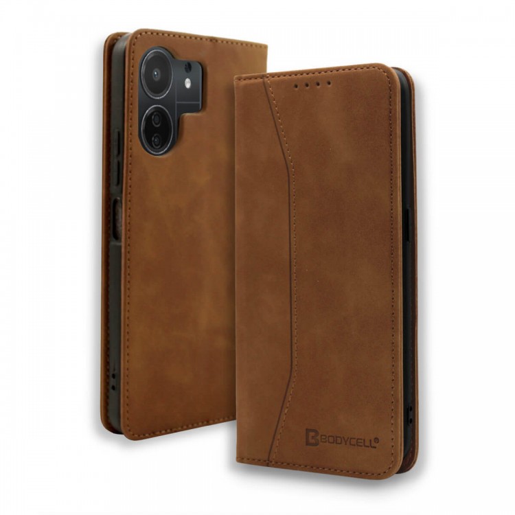 Bodycell Book Case Pu Leather Xiaomi Redmi 13C 4G/5G/Poco C65 Brown