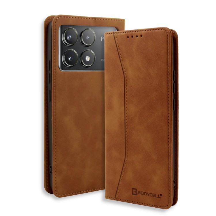 Bodycell Book Case Pu Leather Xiaomi Poco F6 Pro 5G Brown