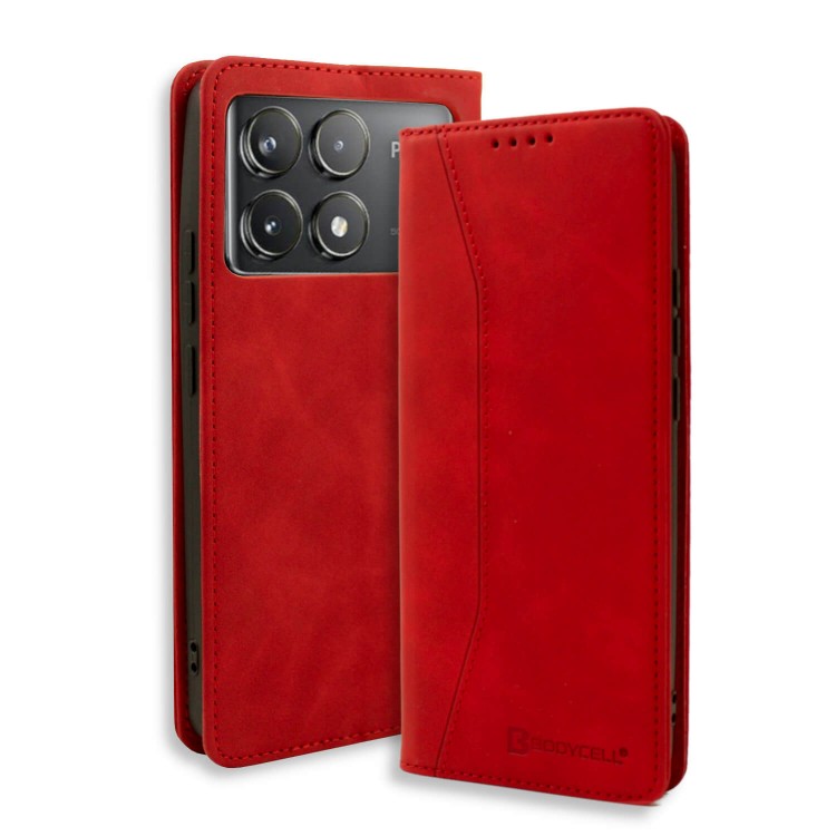 Bodycell Book Case Pu Leather Xiaomi Poco F6 Pro 5G Red