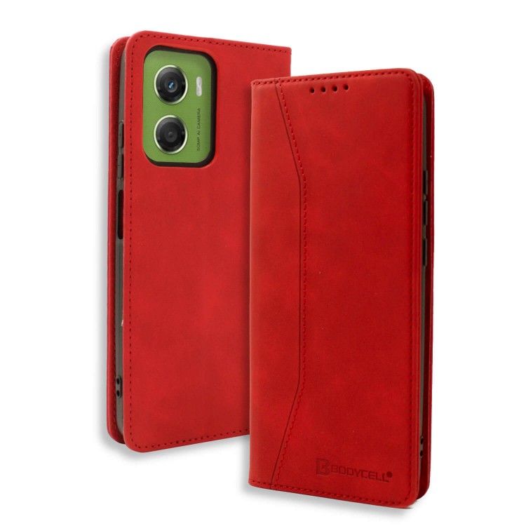 Bodycell Book Case Pu Leather Motorola G06 4G Red