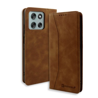 Bodycell Book Case Pu Leather Motorola G86 5G Brown