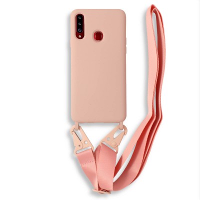 Bodycell Silicon Case με Λουρακι Samsung A20s Pink