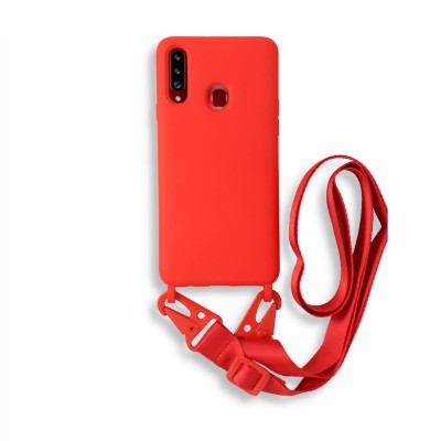 Bodycell Silicon Case με Λουρακι Samsung A20s Red