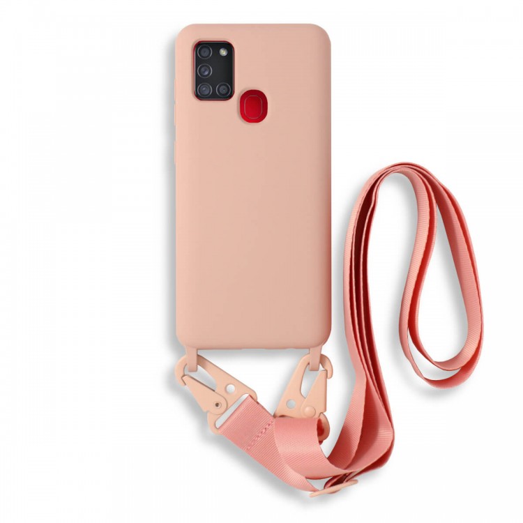 Bodycell Silicon Case με Λουρακι Samsung A21s Pink