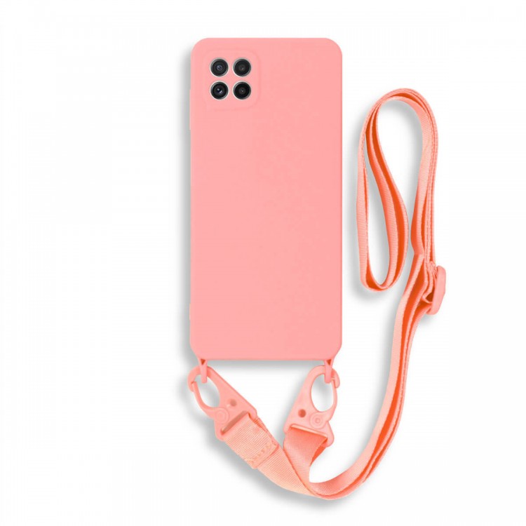 Bodycell Silicon Case με Λουρακι Samsung A22 5G Pink
