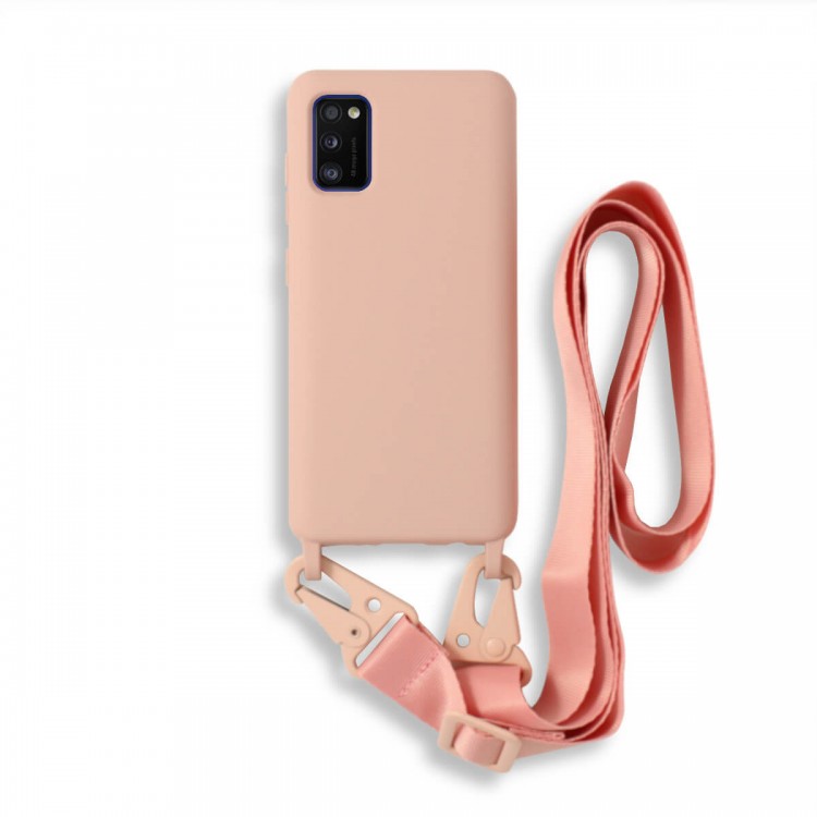 Bodycell Silicon Case με Λουρακι Samsung A41 Pink