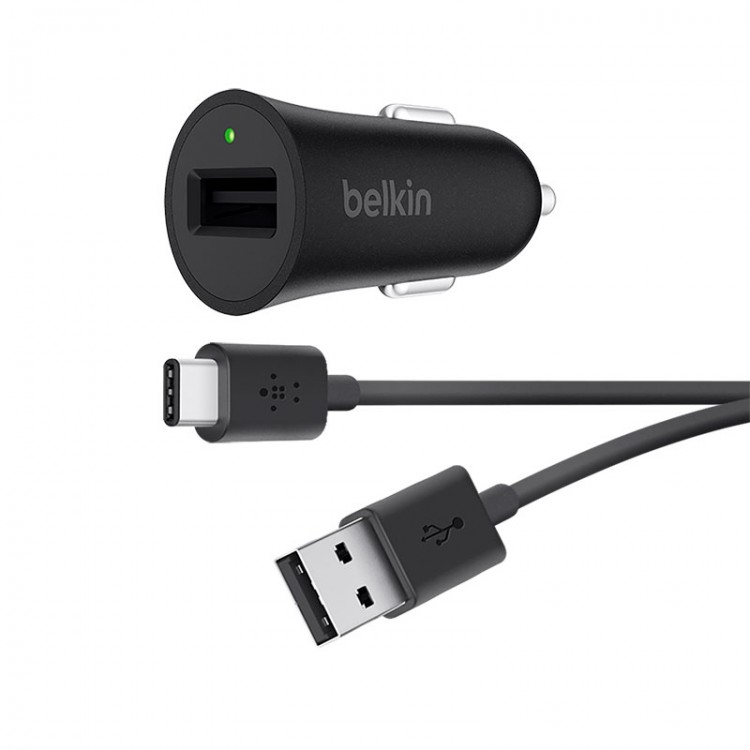 Belkin BOOST↑UP™ Quick Charge 3.0 Car Charger with USB-A to USB-C™ Cable - F7U032bt04-BLKΜαύρο