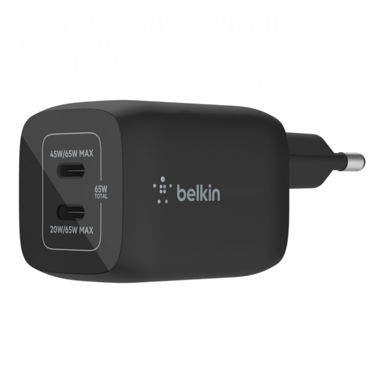 Belkin WCH013vfBK BOOST↑CHARGE PRO Διπλός φορτιστής τοίχου USB-C® GaN με PPS 65WΜαύρο