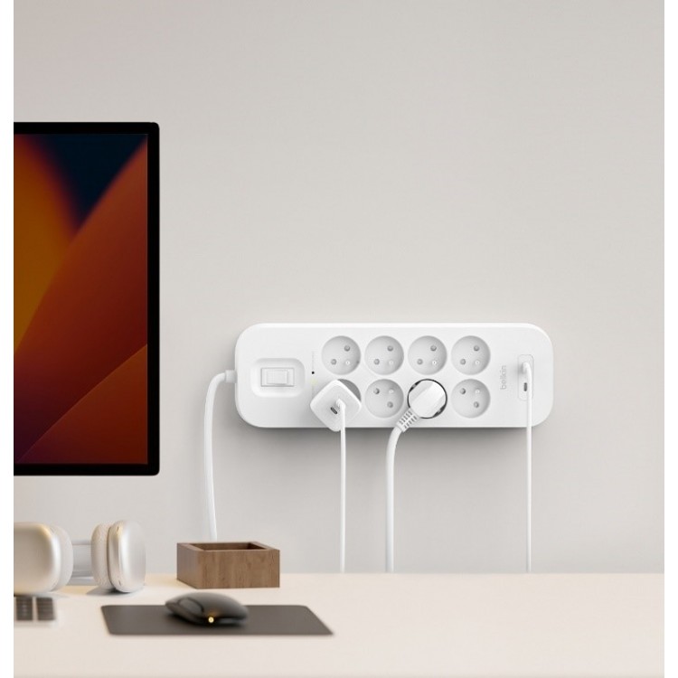 Belkin SRB004vf2M Surge Protector with USB-C® Ports (8 Outlets with USB-C)Λευκό