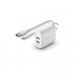 Belkin WCE002vf1MWH 2-port USB-A wall charger (24W) + USB-A / Micro-USB cableΛευκό