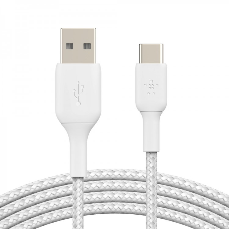 Belkin CAB002bt3MWH Braided USB-C to USB-A Cable (3m)Λευκό