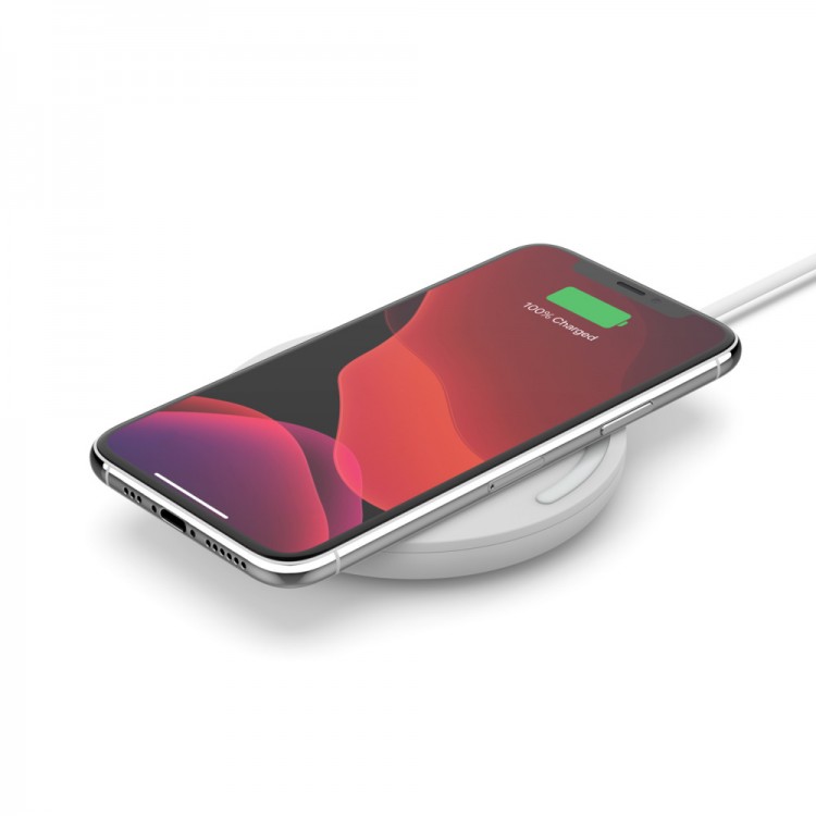 Belkin WIA001vfWH 10W Wireless Charging Pad + QC 3.0 Wall Charger + CableΛευκό