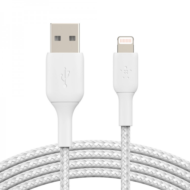 Belkin CAA002bt3MWH Braided Lightning to USB-A Cable (3m)Λευκό