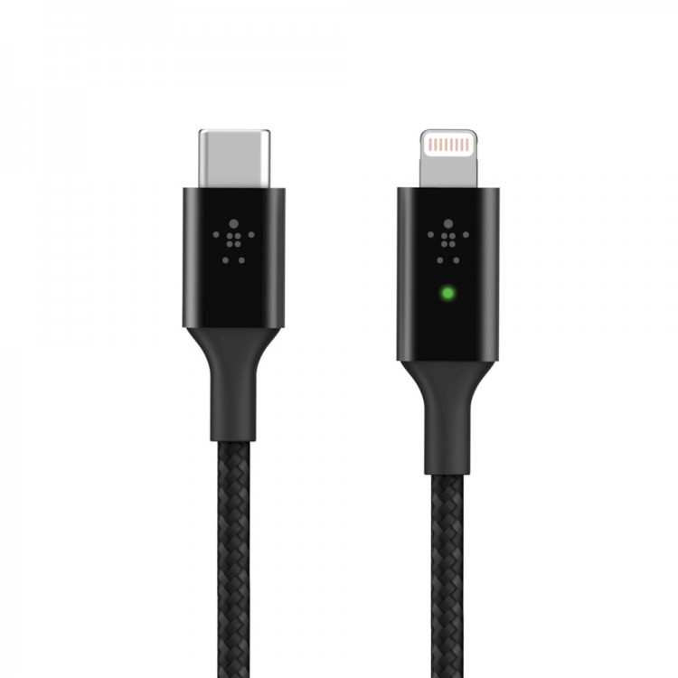Belkin CAA006BT04BK Smart LED USB-C to Lightning Cable 1.2M - Μαύρο 
