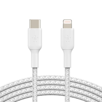 Belkin CAA004bt1MWH Braided USB-C to Lightning Cable (1M)Λευκό