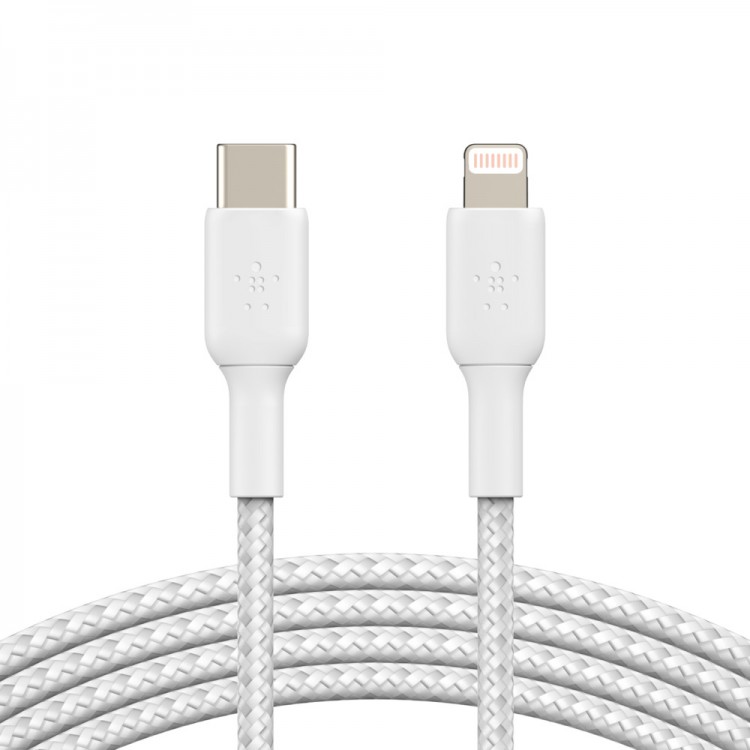 Belkin CAA004bt1MWH Braided USB-C to Lightning Cable (1M)Λευκό