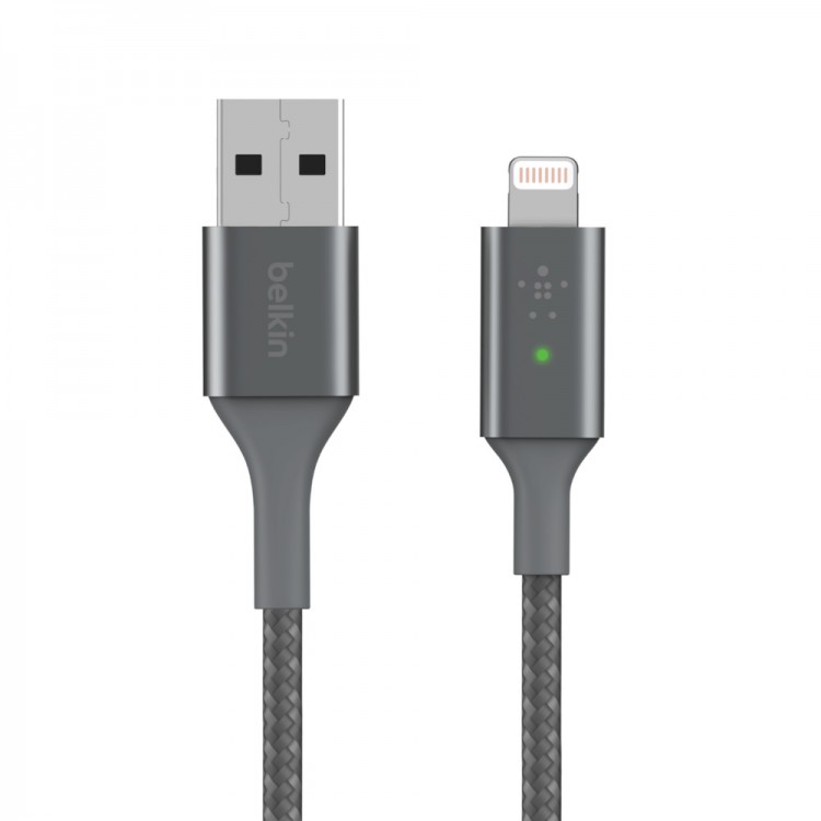 Belkin CAA007BT04GR Smart LED Lightning to USB-A CableΓκρι