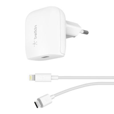Belkin WCA003vf04WH 18W USB-C PD Wall Charger + USB-C to Lightning Cable