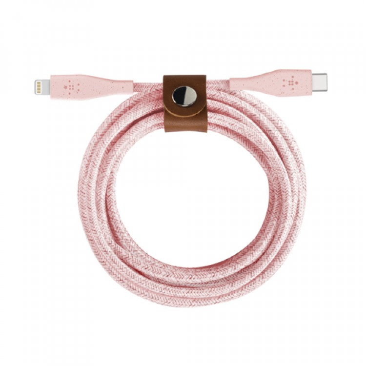Belkin BOOST↑CHARGE™ USB-C™ Cable with Lightning Connector + Strap (made with DuraTek™ - F8J243bt04Ροζ