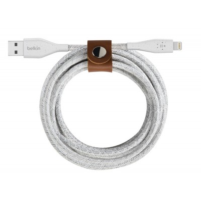 Belkin DuraTek™ Plus Lightning to USB-A Cable with Strap- F8J236bt10-WHTΛευκό