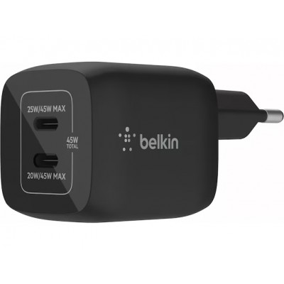 Belkin WCH011vfBK BOOST↑CHARGE PRO Dual USB-C® GaN Wall Charger with PPS 45WΜαύρο