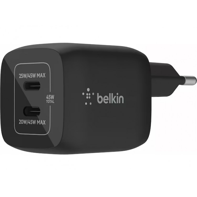 Belkin WCH011vfBK BOOST↑CHARGE PRO Dual USB-C® GaN Wall Charger with PPS 45WΜαύρο