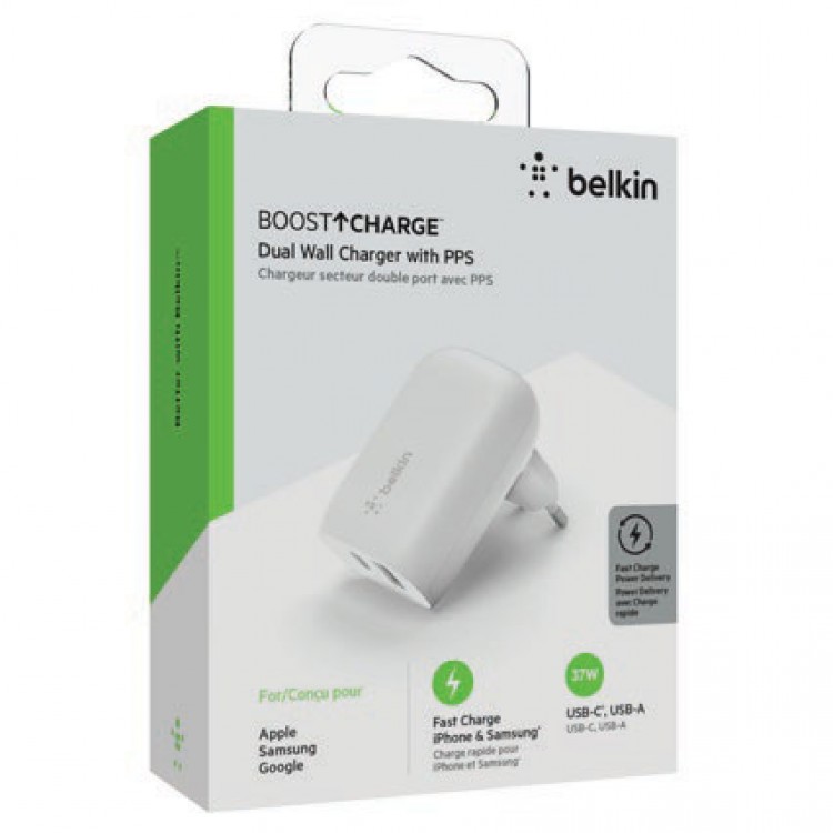 Belkin Dual Wall Charger with PPS + USB-C® to USB-C Cable