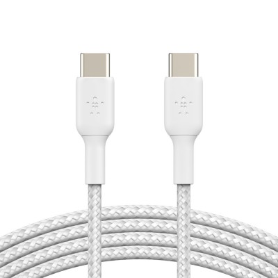Belkin CAB004bt1MWH Braided USB-C to USB-C Cable (1m)Λευκό