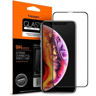 Spigen SGP Γυαλί προστασίας GLAS.tR SLIM HD Full Coverage CASE FRIENDLY για APPLE iPhone 11 Pro/XS/X - ΜΑΥΡΟ - 063GL25234