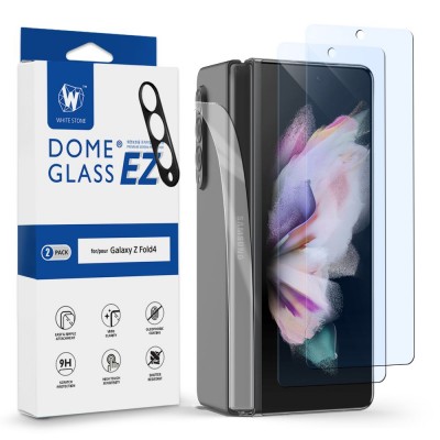 WHITESTONE DOME Γυαλί προστασίας EZ GLASS Fullcover 9H 0.33MM οθόνης, HINGE και κάμερας για Samsung Galaxy Z FOLD 4 2022 - ΔΙΑΦΑΝΟ - 2 ΤΕΜ