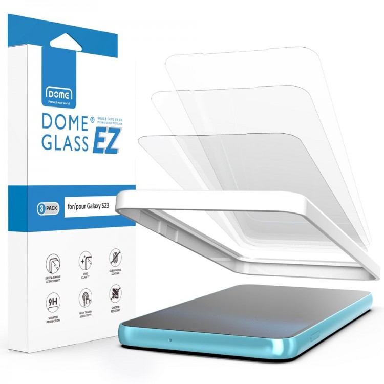 WHITESTONE DOME EZ Γυαλί προστασίας Installation Kit Fullcover 3D 9H 0.33MM FULL CURVED για Samsung Galaxy S23 - ΔΙΑΦΑΝΟ - 3 TEM
