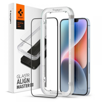 Spigen SGP Γυαλί προστασίας ALM FC SLIM CASE FRIENDLY με Applicator για APPLE iPhone 13 6.1, iPhone 13 PRO 6.1 - ΜΑΥΡΟ - AGL03725