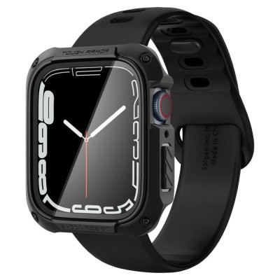 Θήκη SPIGEN SGP TOUGH ARMOR με 9Η προστασία οθόνης για APPLE WATCH series 7, 8, SE (45 MM) - ΜΑΥΡΟ - ACS04183
