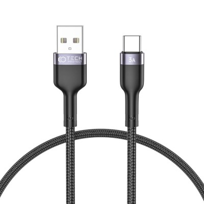 TECH PROTECT Καλώδιο ULTRABOOST USB-A σε USB-C, 3A, 25εκ. - ΜΑΥΡΟ