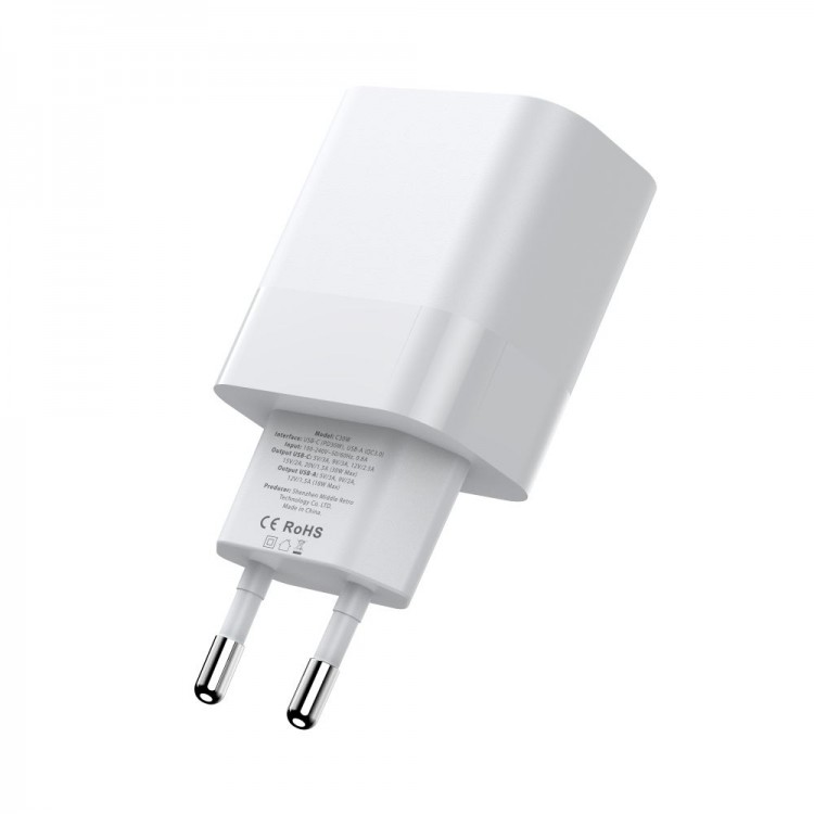 TECH PROTECT C30W 2-PORT NETWORK CHARGER PD30W/QC3.0 - WHITE